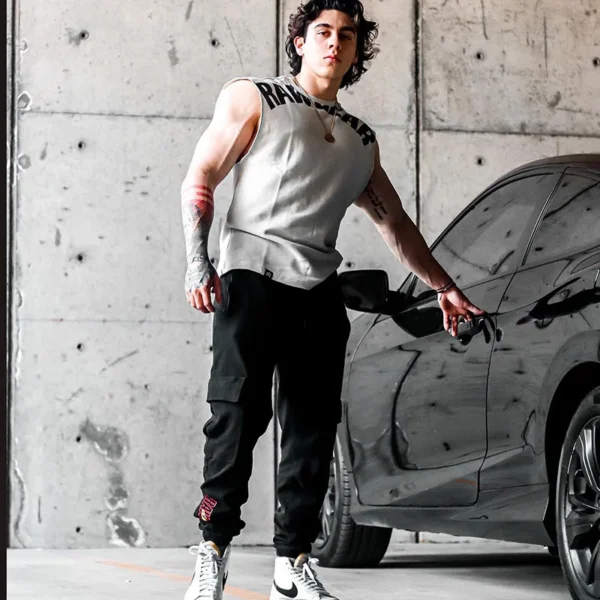 Tank Tops Male Sweat Sleeveless Shirt Muscle Sports Gym Fitness Workout O-Neck Vest Casual Clothing - Image 16