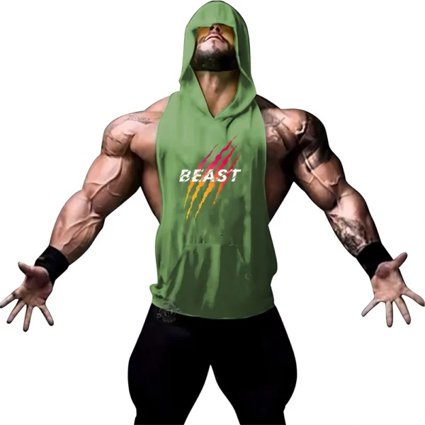 Summer Adult Clothing Men's Sports Fitness Hooded Vest T-shirt Tops Men's casual Breathable Summer Gym men's clothing tops - Image 7
