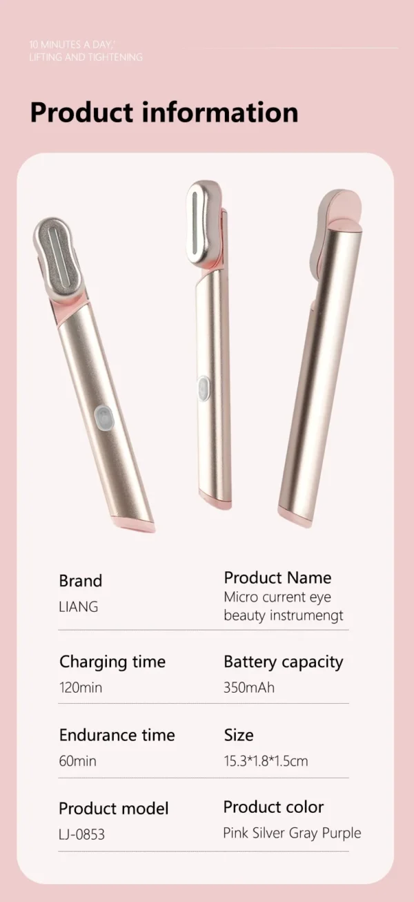 Beauty Eye Massager Device Anti Dark Circle Rechargeable EMS Vibrator Face Lifting Device Skin Care Skin Care 3-in-1 Function - Image 15