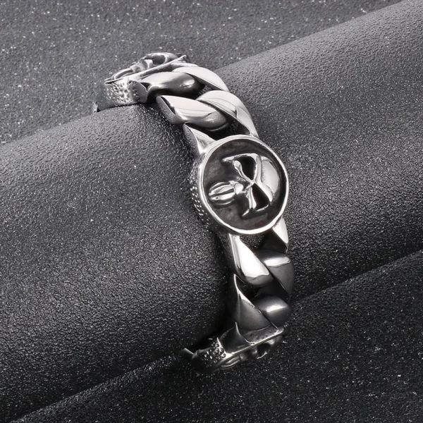 23cm Skeleton Bracelets For Men Stainless SteelBracelet Silver Color Gothic Curb Bangle Jewelry - Image 12