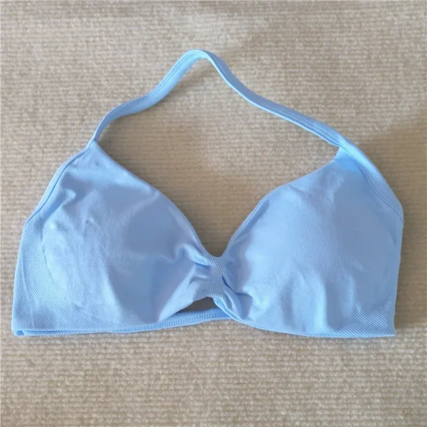 Strappy Bra Gym Top Women High Support Thin Strap Halter Sports Seamless Bras Scrunch Workout Yoga Tank Bra - Image 11