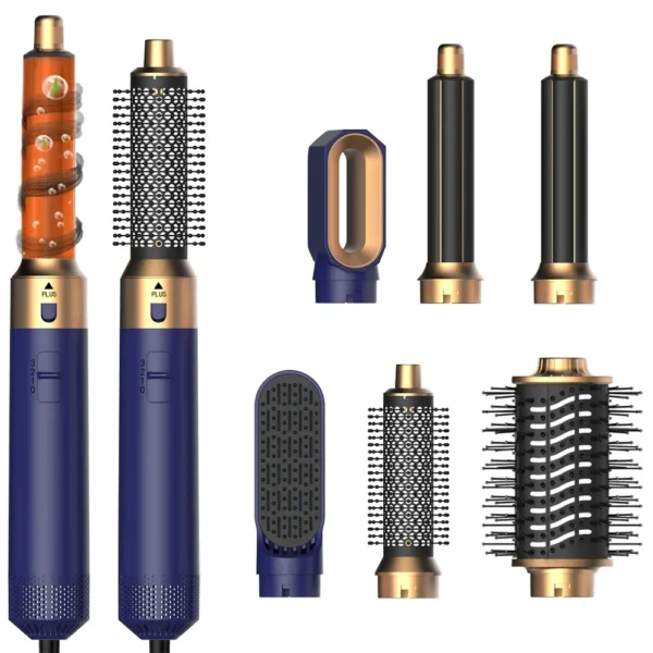6 in 1 Hair Dryer Comb Brush Multifunctional Styling Set Curling Roller Straightener Hot Air Blow Styler Kit - Image 2