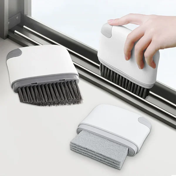MultiFunc Window Track Brush 4 Layer Scrubber Wet&Dry Deep Clean Gaps QuickSwap AllIn1 Storage MultiSurface Cleaning Tool - Image 3