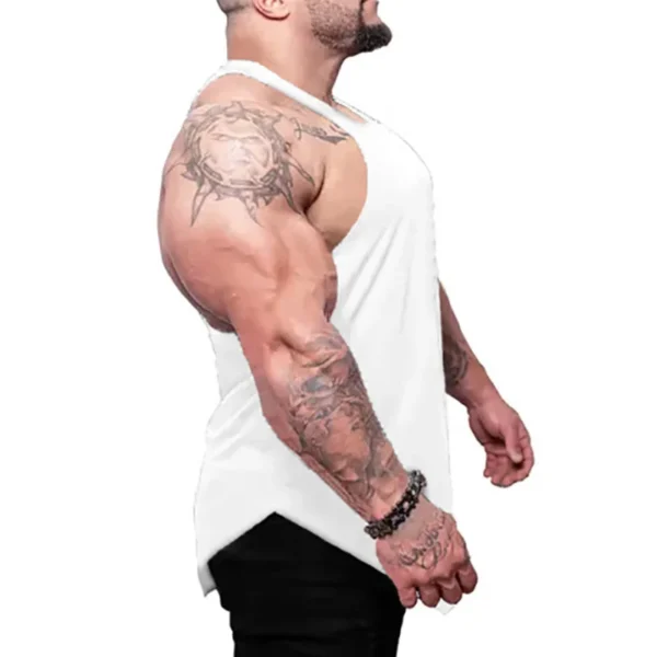 Black Bat Print Gym Fitness Running Sportswear Mens Training Bodybuilding Tank Tops Cotton Breathable Sleeveless Loose Shirts - Image 14