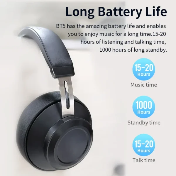 #Bluedio BT5 wireless headphone bluetooth headset wired over ear sport headset 57mm drive 15-20h playing time mic for phone call - Image 6