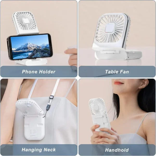 Portable Neck Fan, Hanging Neck Fan Hands Free with Adjustable Lanyard and Bracket, USB Rechargeable Bladeless Mini Fans Portabl - Image 4