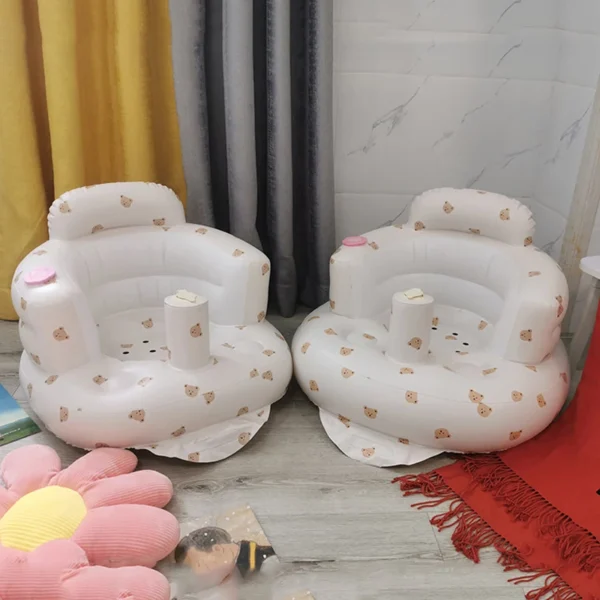 Baby Sofa Infant PVC Seat Child Learning Dinner Chair Portable Bath Stool Beach Armchair For Kids - Image 4