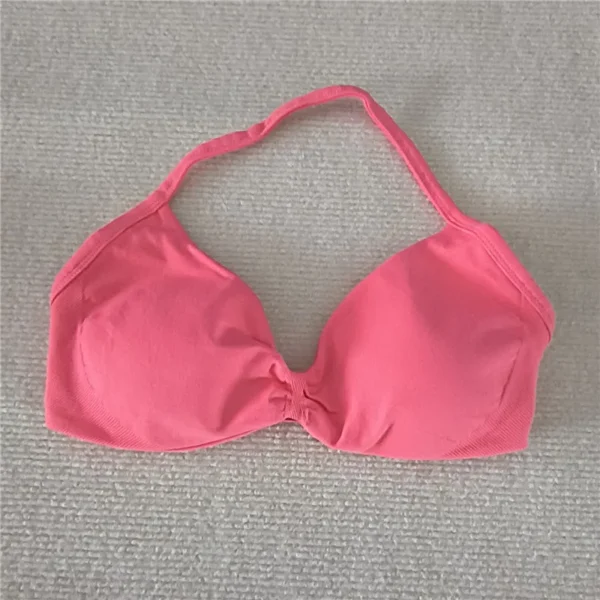 Strappy Bra Gym Top Women High Support Thin Strap Halter Sports Seamless Bras Scrunch Workout Yoga Tank Bra - Image 9