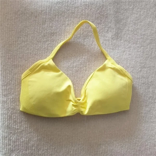 Strappy Bra Gym Top Women High Support Thin Strap Halter Sports Seamless Bras Scrunch Workout Yoga Tank Bra - Image 10