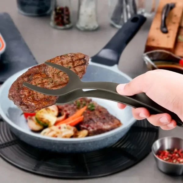 Kitchen Tong 2 in 1 Nylon Grip Flip Tongs Egg Spatula Spatul Steak Spatula Tongs Clamp Pancake Fried Turners Kitchen Accessories - Image 17