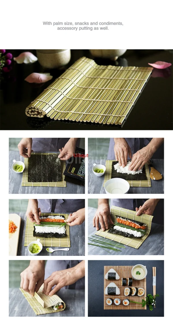 wooden white sushi mould Special flat wooden roller shutter sushi tools Bamboo rice pressing mould mat bento  sushi maker - Image 45