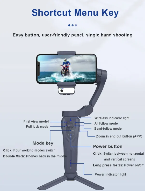 QAML The Newest F12 APP function 3-Axis Handheld Gimbal Optional AI Face Smart Tracking Smartphone Stabilizer with fill light - Image 20