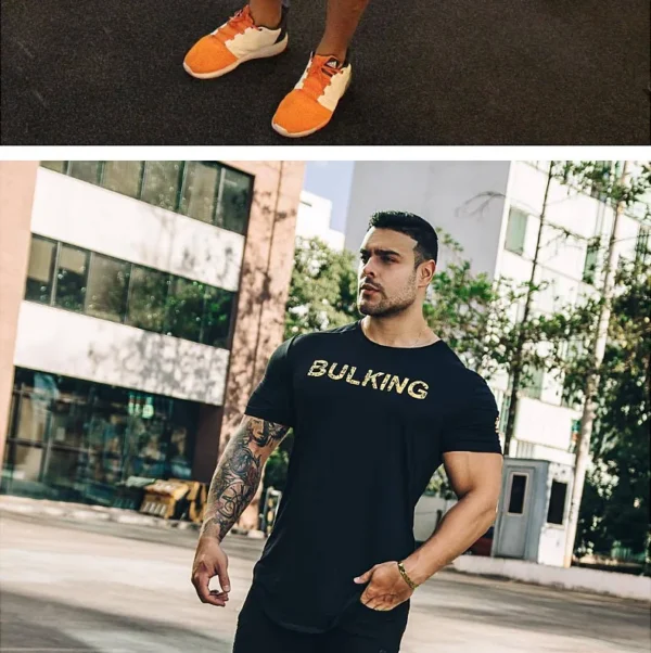 Men's Fashion Print Sports Casual Short Sleeve T-shirt Man Gym Running Training Elastic Bodybuilding Tops Workout Tights - Image 12