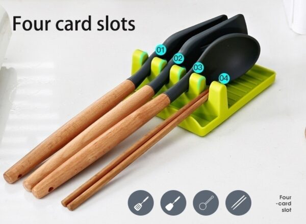 Kitchen Spoon Holders Fork Spatula Rack Shelf Organizer Plastic Chopsticks Holder Non-slip Spoons Pad - Image 18