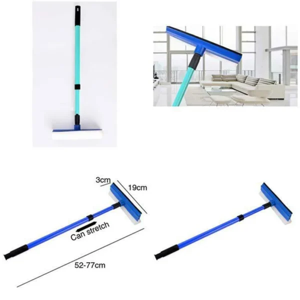 2 In 1 Telescopic Window Glass Cleaner Wiper Long Handle Sponge Brush Window Mop Squeegee Wiper Dual-purpose Glass Eraser - Image 8