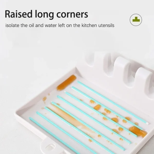 Kitchen Spoon Holders Fork Spatula Rack Shelf Organizer Plastic Chopsticks Holder Non-slip Spoons Pad - Image 5