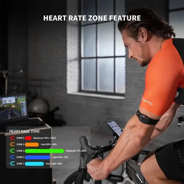 COOSPO HW9 Armband Heart Rate Monitor with HR Zones/Calories HRM Sensor for Fitness Cycling BLE5.0 ANT+ for Peloton,Zwift,Wahoo - Image 4