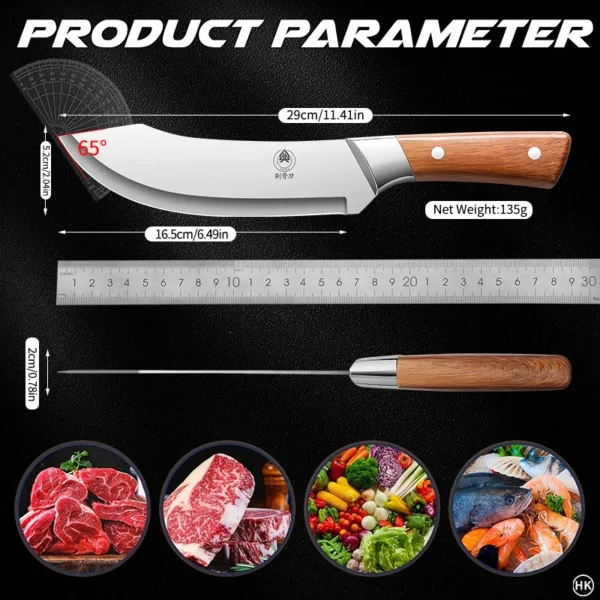 Stainless steel ultra sharp bending fracture knife, suitable for precise cutting, trimming, and peeling by professional butchers - Image 3