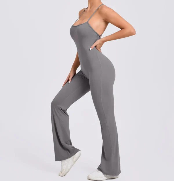 Wholesale Fitness Overalls Flared Sports Jumpsuit Women Sportswear 2024 Tracksuit Sport Outfit for Woman Gym Set Blue Red 44081 - Image 40