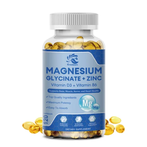 Magnesium Glycinate D3 B6 Capsules for Relax Sleep Nerve Muscle and Heart Health Supplement - Image 7