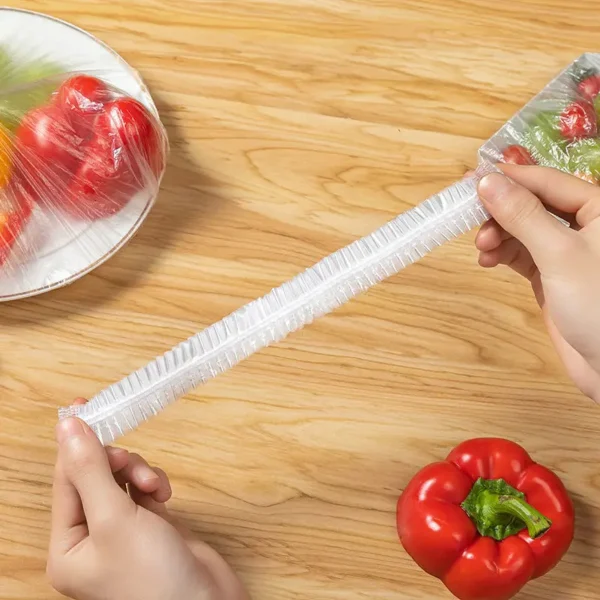 Large Disposable Food Cover Bags Big Food Cover Plastic Bags Elastic Saran Wrap Fruit Cover Shower Headgear Kitchen Fresh Saver - Image 7