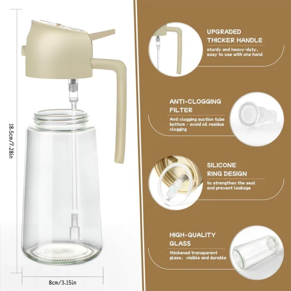 16oz/470ML Glass Oil Dispenser with Automatic Flip Lid  2in1 Kitchen Bottle,Cooking Sprayer,Leak-Proof Design,Oil Spray Bottle - Image 17