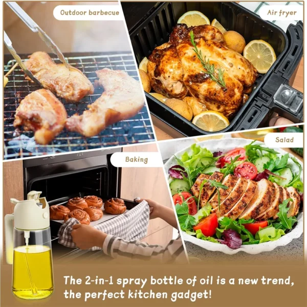 16oz/470ML Glass Oil Dispenser with Automatic Flip Lid  2in1 Kitchen Bottle,Cooking Sprayer,Leak-Proof Design,Oil Spray Bottle - Image 18