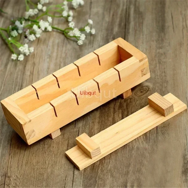 wooden white sushi mould Special flat wooden roller shutter sushi tools Bamboo rice pressing mould mat bento  sushi maker - Image 6