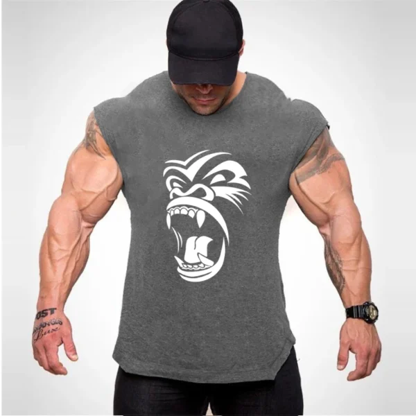 Muscles Gorilla Bodybuilding Tank Tops Men Gym Workout Fitness sleeveless shirt Male Summer Cotton Undershirt Sport Singlet Vest - Image 9