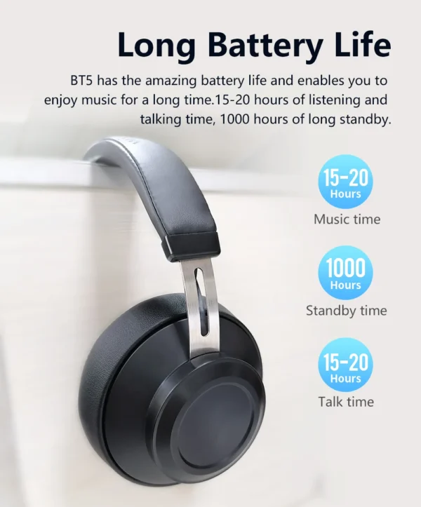 #Bluedio BT5 wireless headphone bluetooth headset wired over ear sport headset 57mm drive 15-20h playing time mic for phone call - Image 12