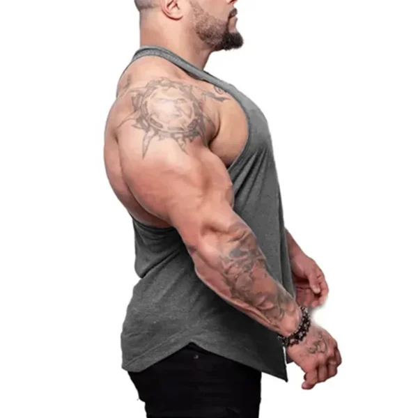 Black Bat Print Gym Fitness Running Sportswear Mens Training Bodybuilding Tank Tops Cotton Breathable Sleeveless Loose Shirts - Image 2