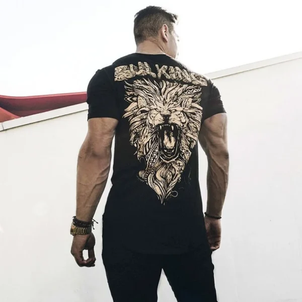 Men's Fashion Print Sports Casual Short Sleeve T-shirt Man Gym Running Training Elastic Bodybuilding Tops Workout Tights - Image 4