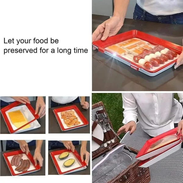 Reusable Food Preservation Tray Stackable Creative Meal Prep Containers 30*21cm BPA-free Plastic Fresh Storage Container - Image 5