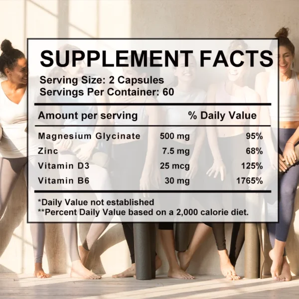 Magnesium Glycinate D3 B6 Capsules for Relax Sleep Nerve Muscle and Heart Health Supplement - Image 4
