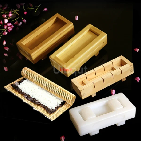 wooden white sushi mould Special flat wooden roller shutter sushi tools Bamboo rice pressing mould mat bento  sushi maker - Image 33