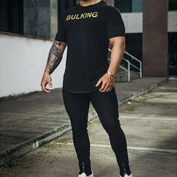 Men's Fashion Print Sports Casual Short Sleeve T-shirt Man Gym Running Training Elastic Bodybuilding Tops Workout Tights - Image 15