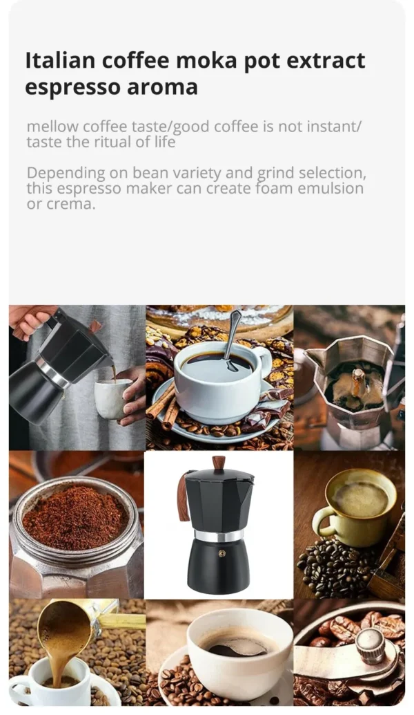 150ml 300ml Vintage Wooden Handle Espresso Maker Moka Pot Classic Italian Cafe Tools Kitchen Cafe Accessories - Image 13