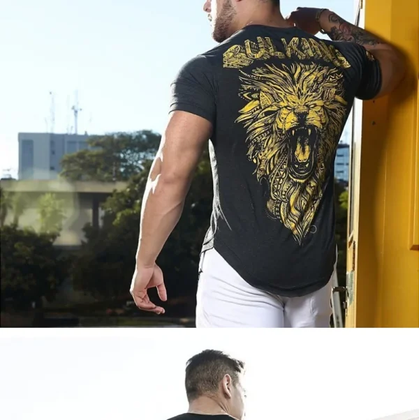Men's Fashion Print Sports Casual Short Sleeve T-shirt Man Gym Running Training Elastic Bodybuilding Tops Workout Tights - Image 17