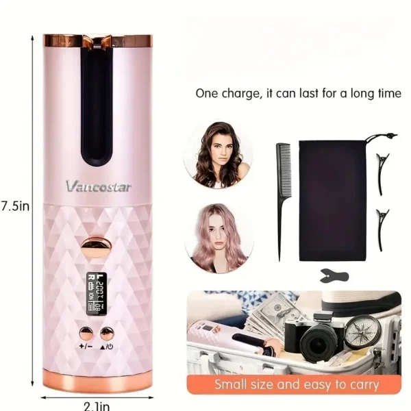Wireless Electric 6 Timing 6 Temp. LED Cordless Automatic Hair Curler for Curls or Waves - Image 14