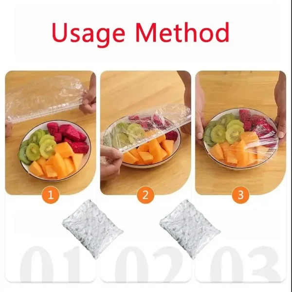 Large Disposable Food Cover Bags Big Food Cover Plastic Bags Elastic Saran Wrap Fruit Cover Shower Headgear Kitchen Fresh Saver - Image 13