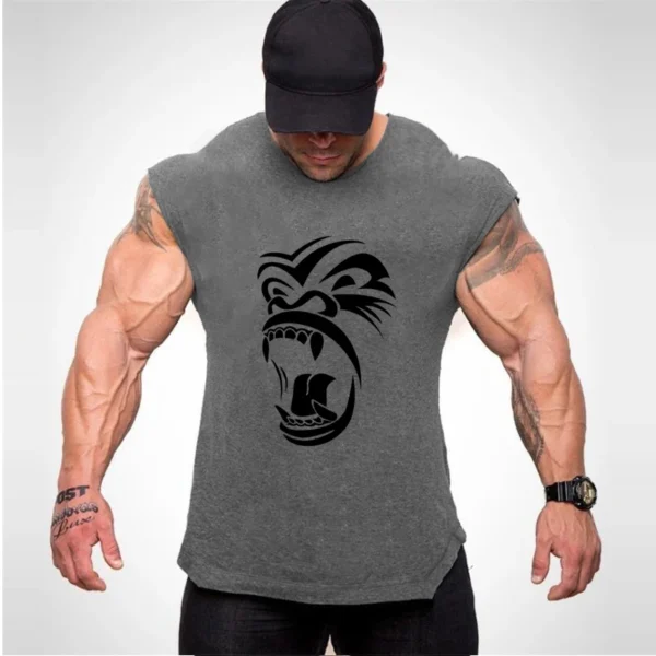 Muscles Gorilla Bodybuilding Tank Tops Men Gym Workout Fitness sleeveless shirt Male Summer Cotton Undershirt Sport Singlet Vest - Image 2