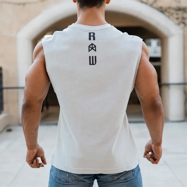 Tank Tops Male Sweat Sleeveless Shirt Muscle Sports Gym Fitness Workout O-Neck Vest Casual Clothing - Image 19