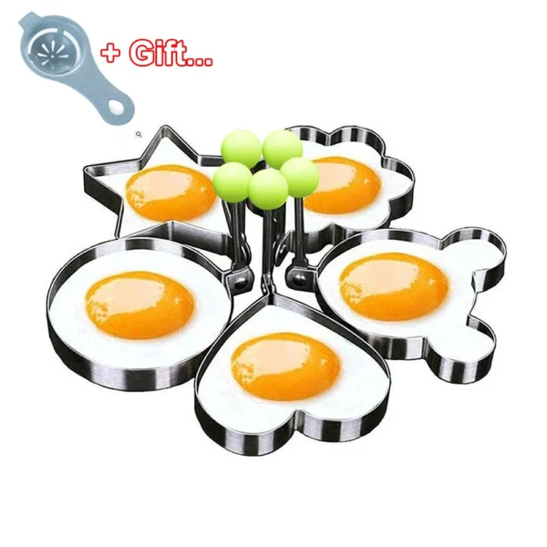 5pcs Egg Mold Ring Stainless Steel Round/Heart/Flower/Five-Pointed Star and Mickey Mouse Shaped Egg Mold Ring Kitchen Utensil - Image 7
