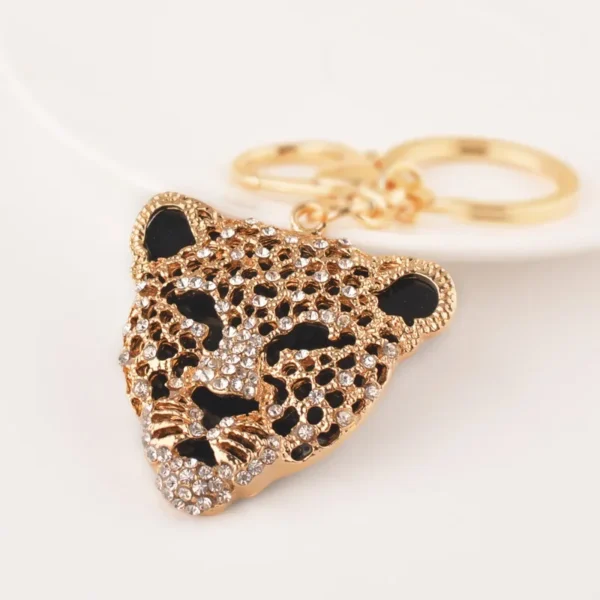Cute Rhinestone Crystal Tiger Leopard Keychain Cartoon Animal Dog Cat Key Chain Key Ring Holder Bag Pendant Accessories Keyring - Image 4