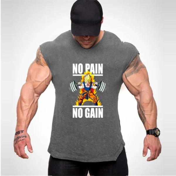 Tank Tops Men Sports Sleeveless shirt Muscle guys Vest Fitness Drop Armhole Solid Tops Tees Cotton Gym Singlets - Image 5