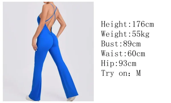 Wholesale Fitness Overalls Flared Sports Jumpsuit Women Sportswear 2024 Tracksuit Sport Outfit for Woman Gym Set Blue Red 44081 - Image 10