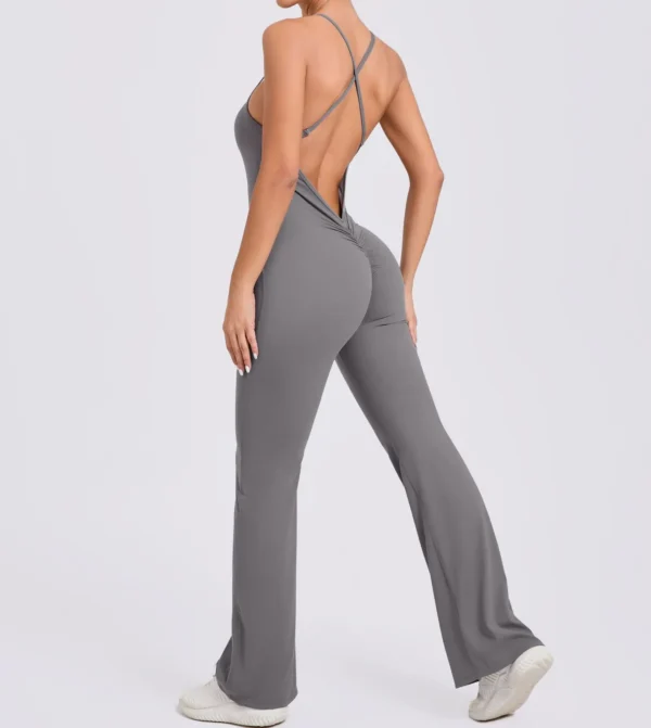 Wholesale Fitness Overalls Flared Sports Jumpsuit Women Sportswear 2024 Tracksuit Sport Outfit for Woman Gym Set Blue Red 44081 - Image 42
