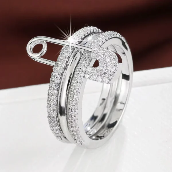 Fashion Pin Connection Three Layers Designer Fashion Ring for Women Valentine's Day Gift Jewelry R7393 - Image 7