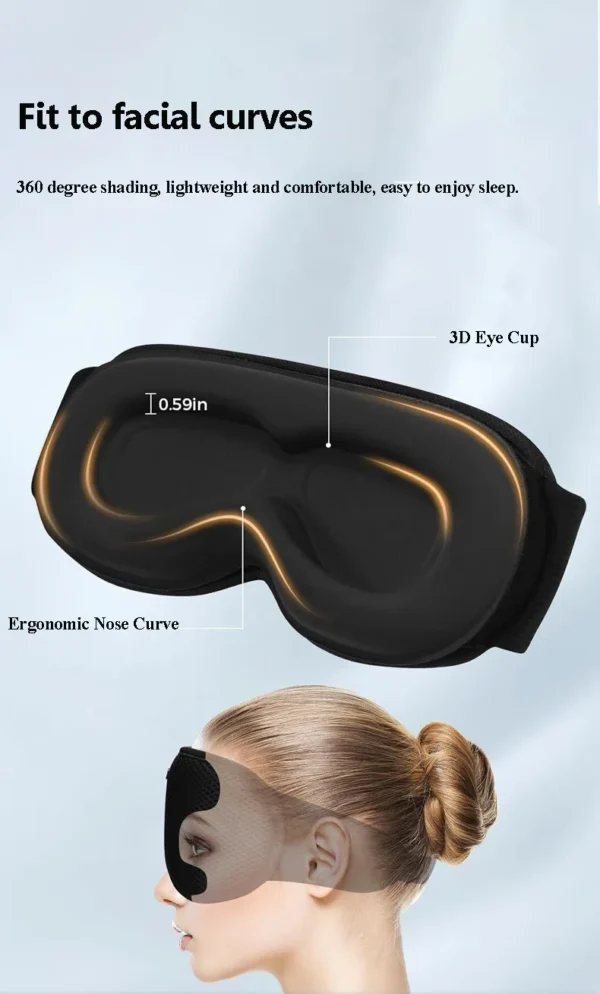 3D Wireless Sleeping Headphones FLYing Sleep Blindfold Soft Washable Bluetooth5.4 Music Headset Eyemask Handsfree Call Earphones Adjustable - Image 12