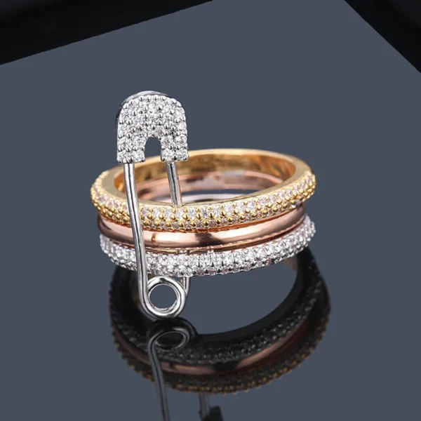 Fashion Pin Connection Three Layers Designer Fashion Ring for Women Valentine's Day Gift Jewelry R7393 - Image 9